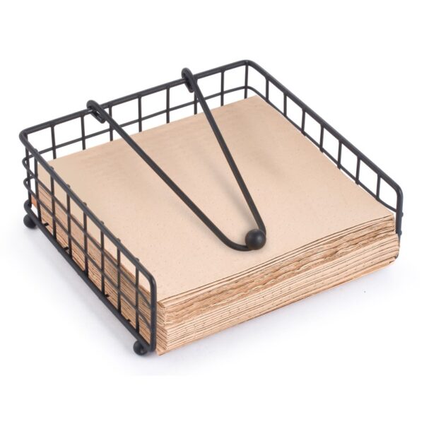 Χαρτοπετσετοθήκη μεταλλική μαύρη με ξυλινή βάση