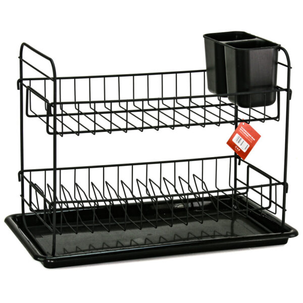 Πιατοθήκη χρωμίου μαύρη διόροφη ΚΒ.005