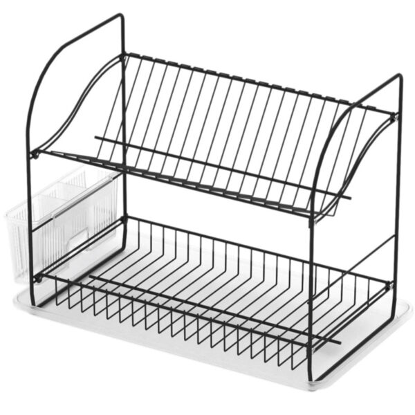 Πιατοθήκη χρωμίου μαύρη διόροφη ΚΒ.002