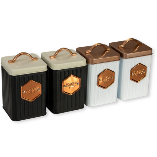 Σετ καφέ ζάχαρη μεταλλικά τετράγωνα με χάλκινο χερουλι σετ 2τμχ