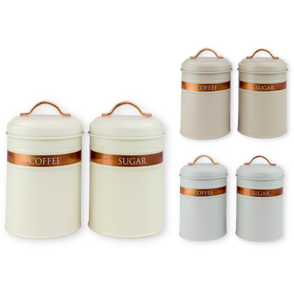 Σετ καφέ ζάχαρη μεταλλικά στρογγυλά με χάλκινο χερουλι σετ 2τμχ