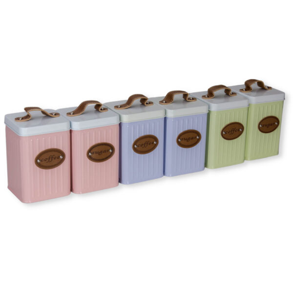 Σετ καφέ ζάχαρη μεταλλικά τετράγωνα με δερμάτινο χερουλι σετ 2τμχ