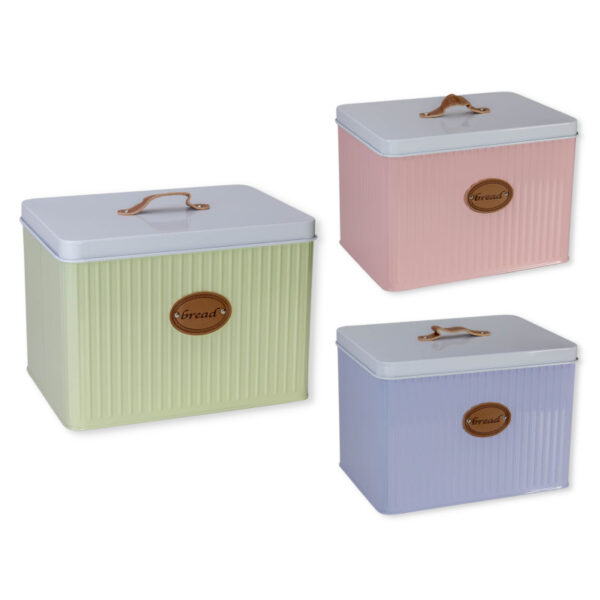 Ψωμιέρα μεταλλικη ορθογώνια με δερμάτινο χερούλι