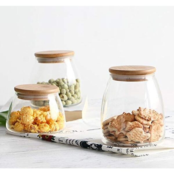 Βάζο γυάλινο στρογγυλό με ξύλινο καπάκι