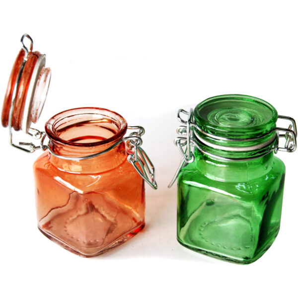 Βαζάκι γυάλινο με ασφάλεια χρωματιστό 100ml