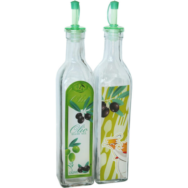 Λαδικό γυάλινο τετράγωνο με ελιά 500ml με ψηλό καπάκι