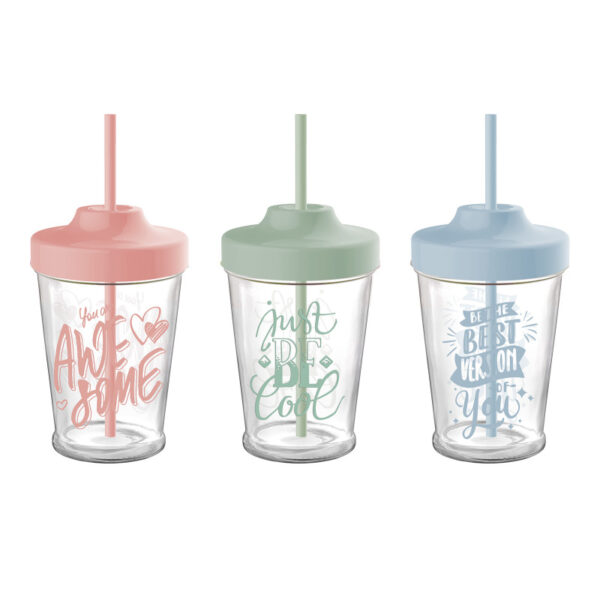 Ποτήρι γύαλινο με καλαμάκι 450 ml