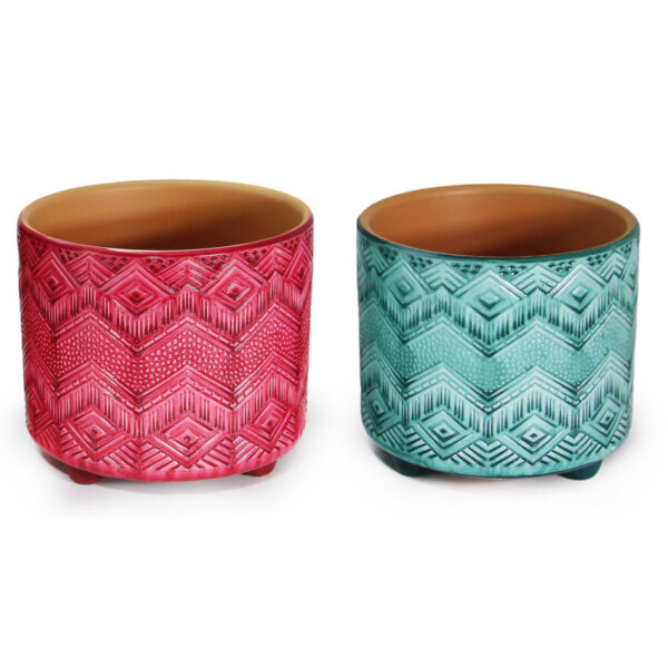 Γλάστρα κεραμική σετ 3 τμχ  χρωματιστή