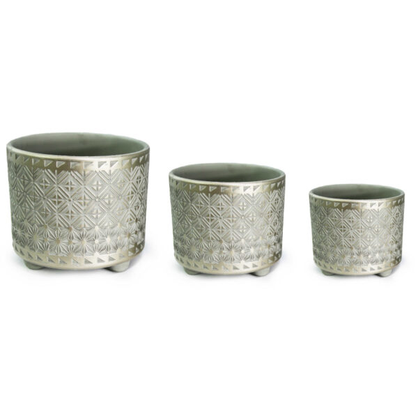 Γλάστρα κεραμική σετ 3 τμχ  χρυσό χρώμα