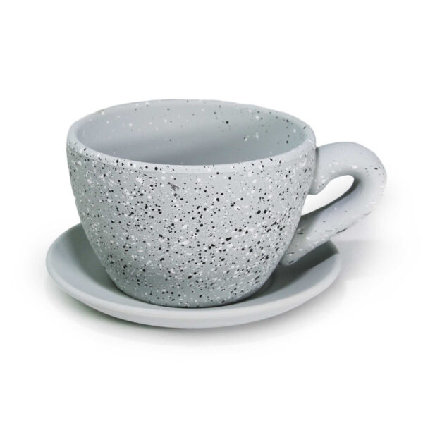 Γλάστρα κεραμική κούπα με πιάτο τύπου μάρμαρο