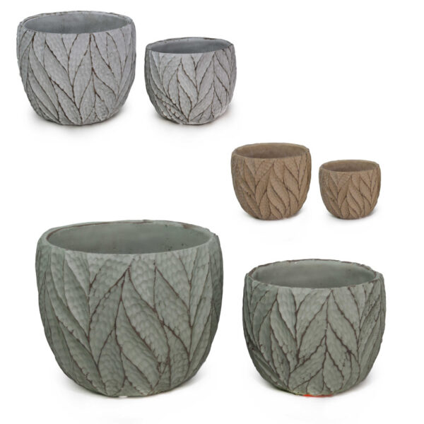 Γλάστρα κεραμική  σχέδιο φυλλαράκι 18Χ18Χ15cm