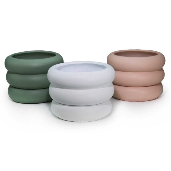 Γλάστρα κεραμική  με πιάτο σχέδιο modern 17x17x12cm