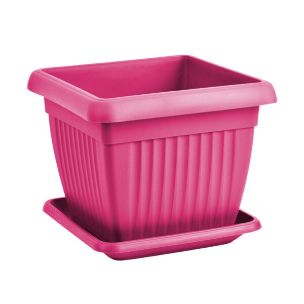 Γλάστρα  τετράγωνη mediterran με πίατο 20x20x16cm