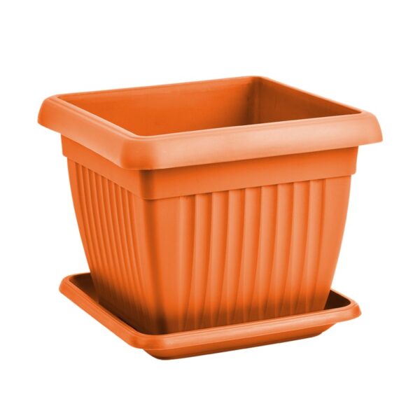 Γλάστρα  τετράγωνη mediterran με πίατο  24x24x20cm