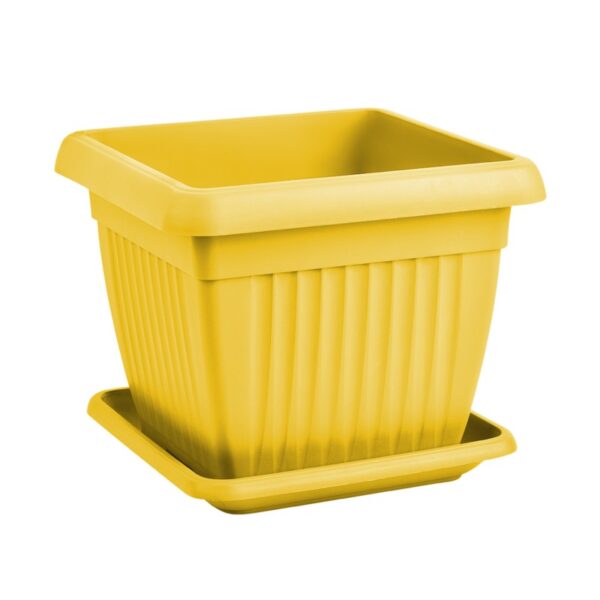 Γλάστρα  τετράγωνη mediterran με πίατο  28x28x23cm